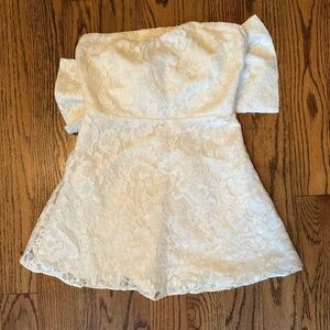 White Lace Strapless Romper